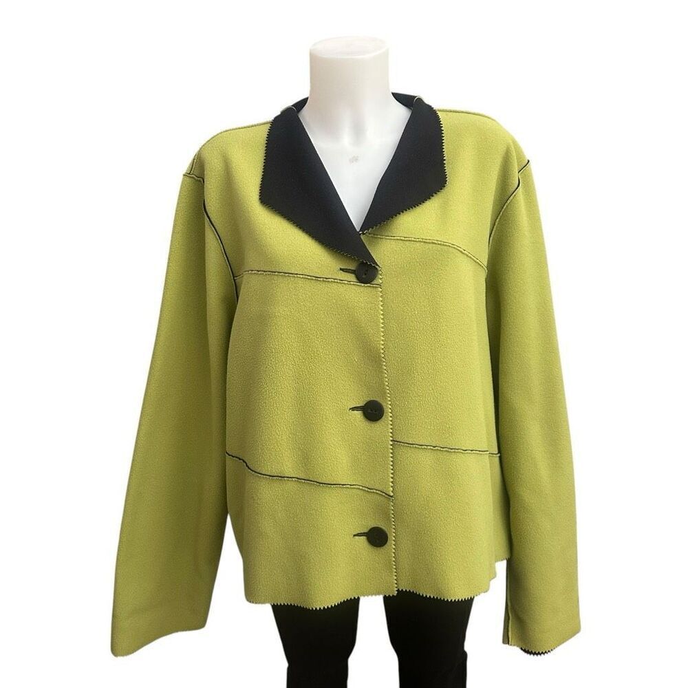 Maralyce Ferree Lime Green Fleece Button Down Jacket‎ size large
